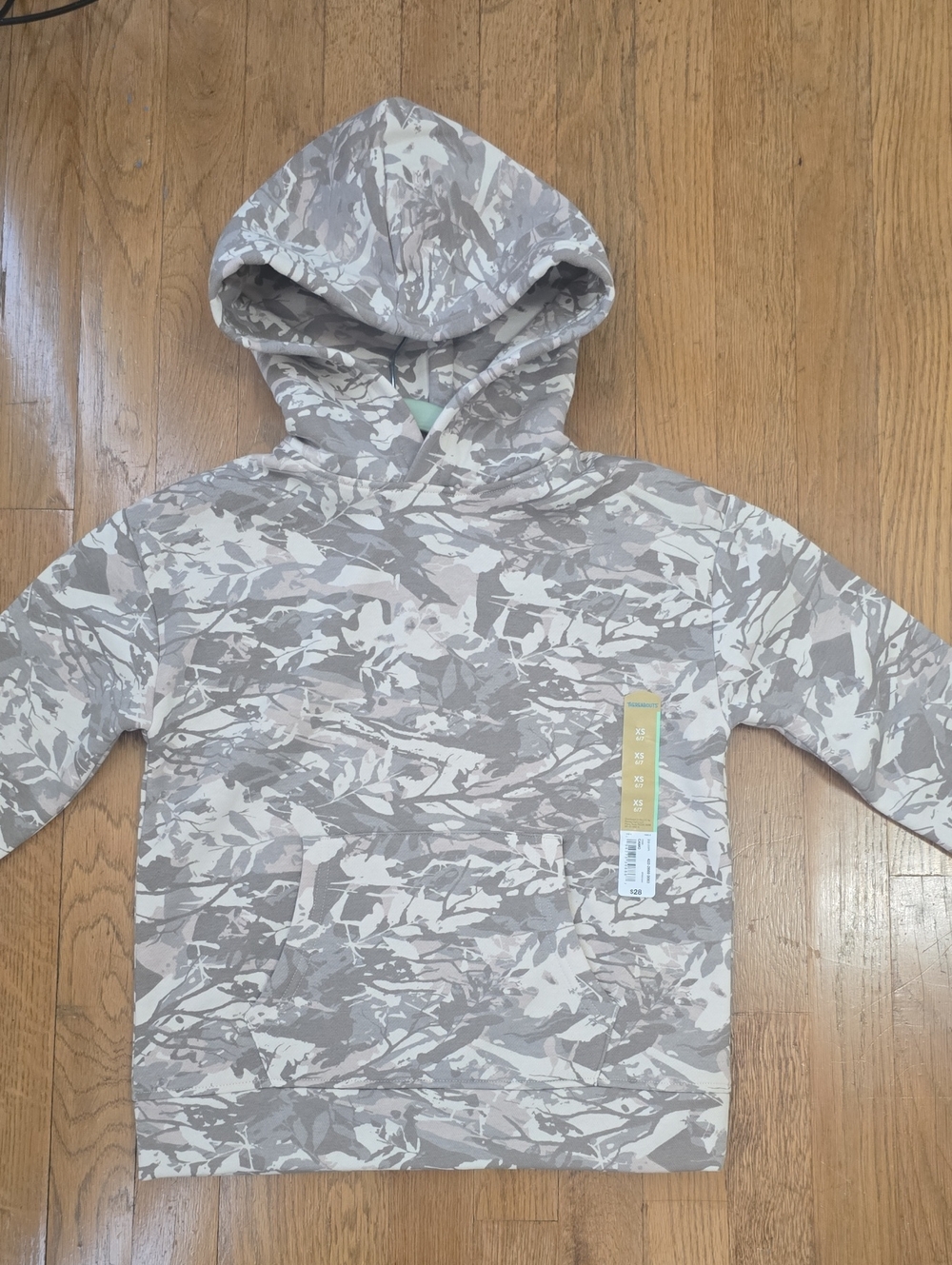 THEREABOUTS BRAND BOY'S TAN CAMO LONG SLEEVES PULLOVER FLEECE HOODIE SIZE XS 6/7